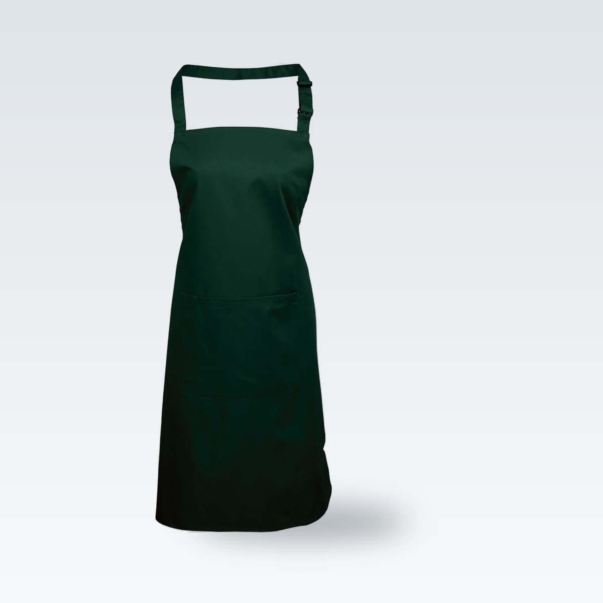 A bottle-green bib apron