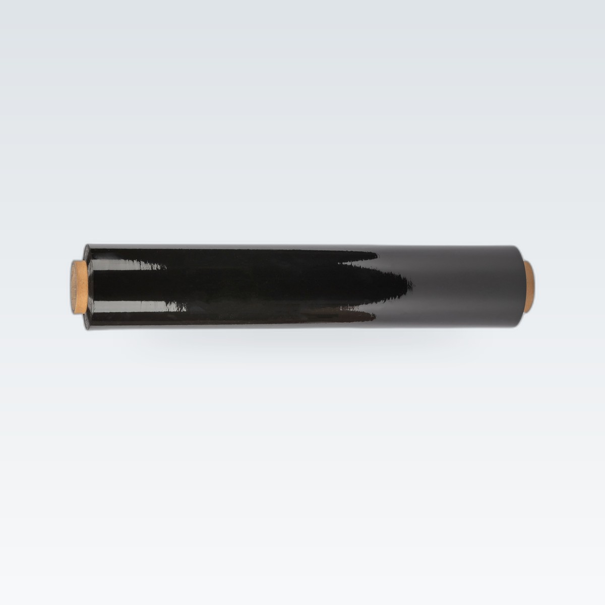 A hand roll of black stretch film