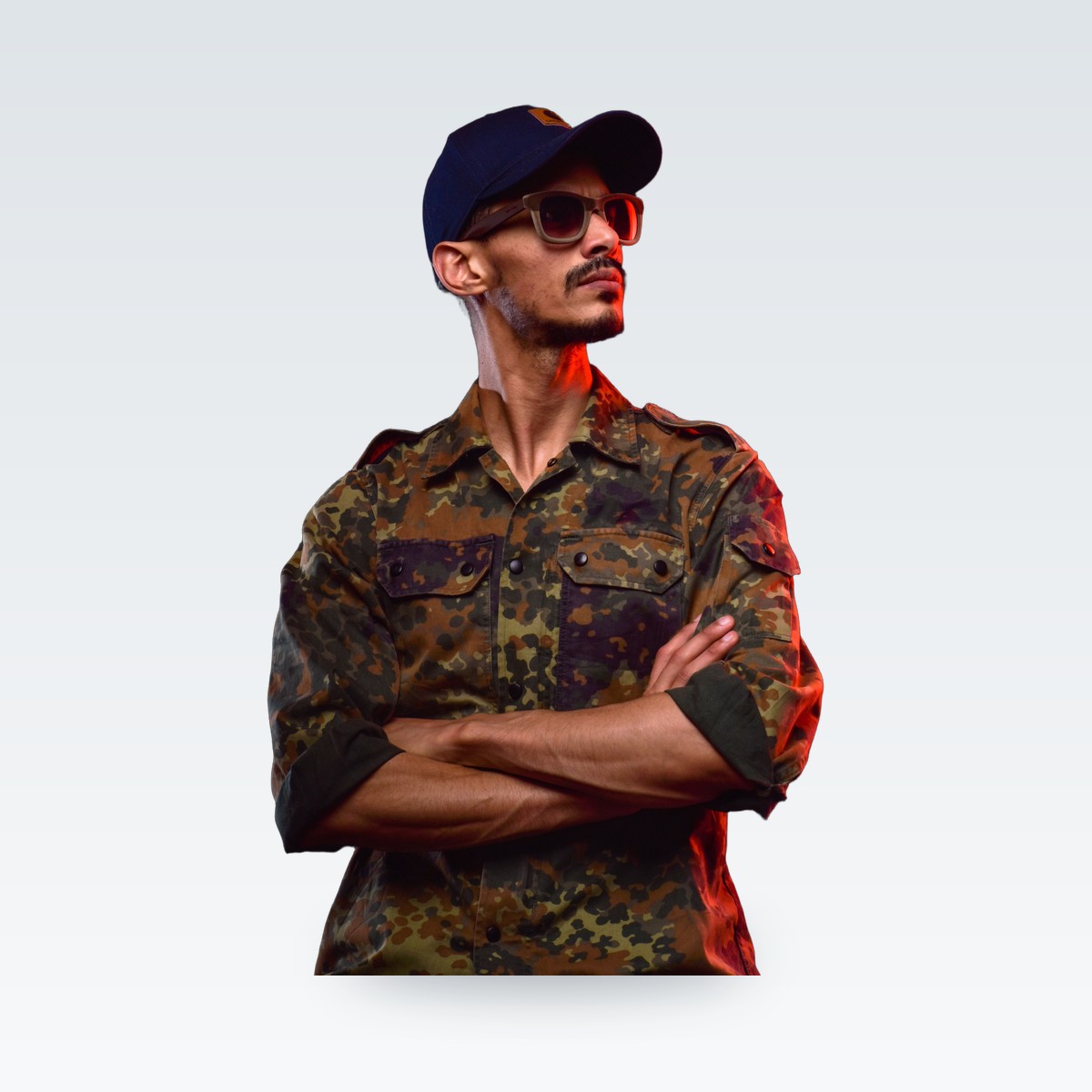 A camouflage field jacket, front