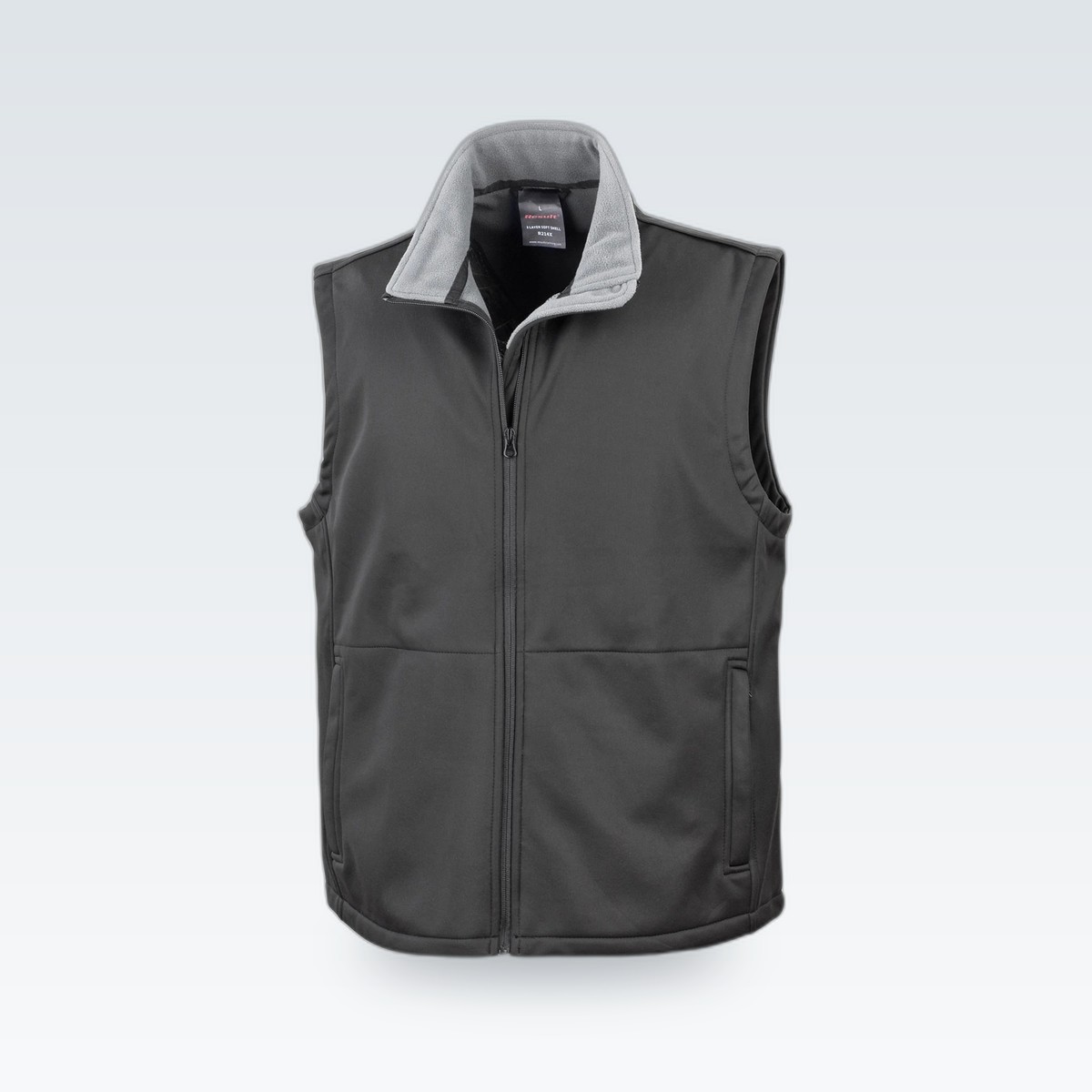 A black softshell bodywarmer with a grey collar lining