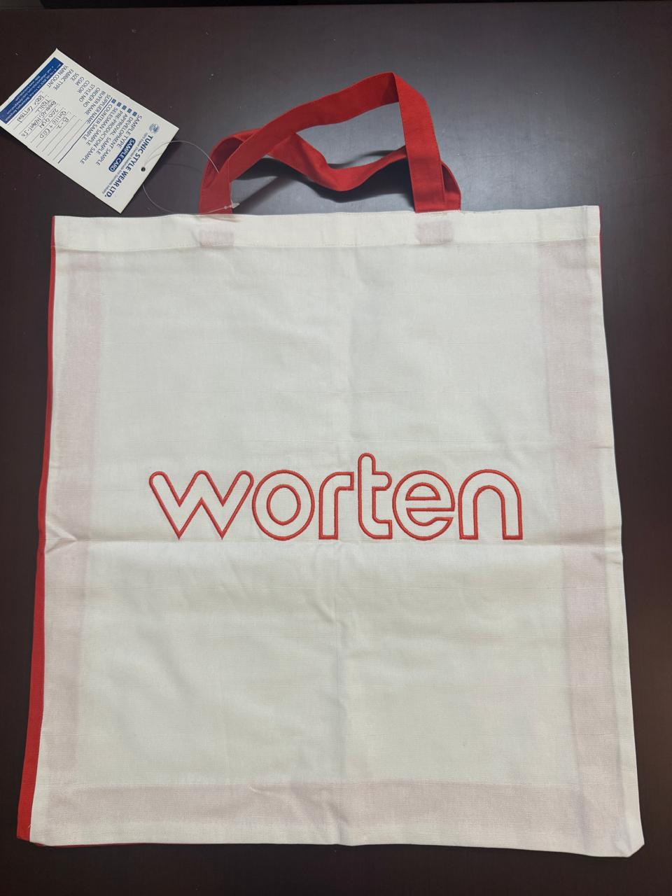 Embroidered cotton shopping bag with custom logo